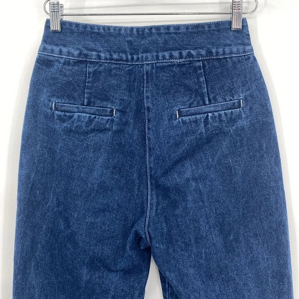 Nacumo Miyuki Jeans Womens Size Medium Blue Denim Skinny Leg Ankle Pleated Front